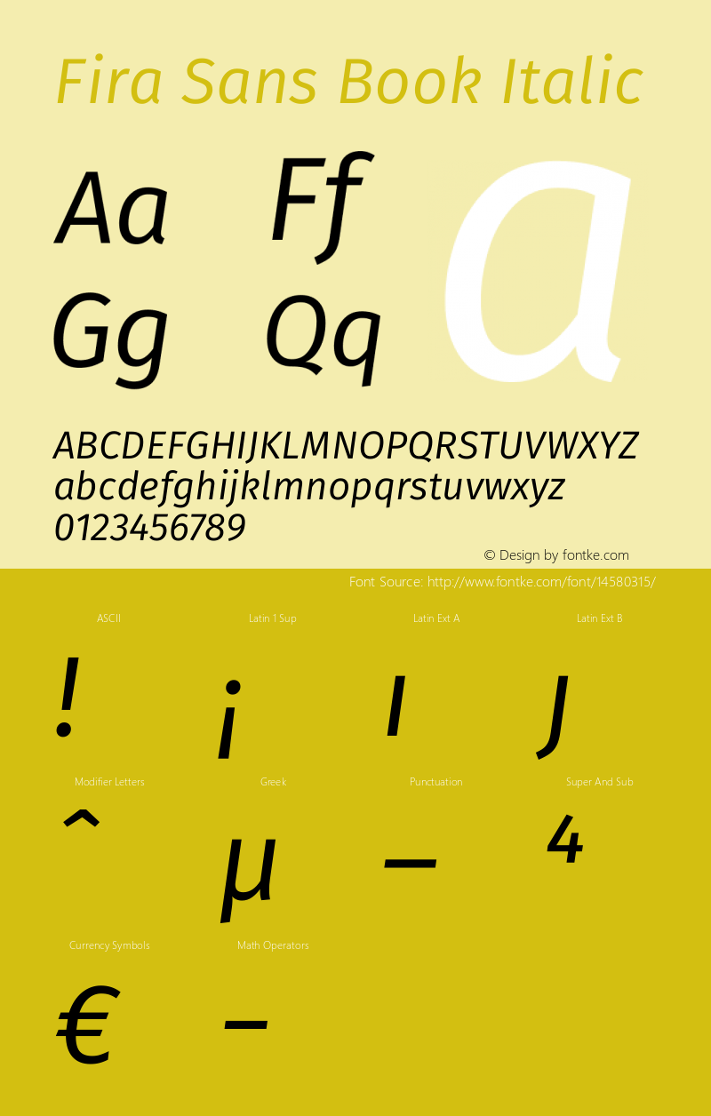 Fira Sans Book Italic Version 3.108;PS 003.108;hotconv 1.0.70;makeotf.lib2.5.58329图片样张
