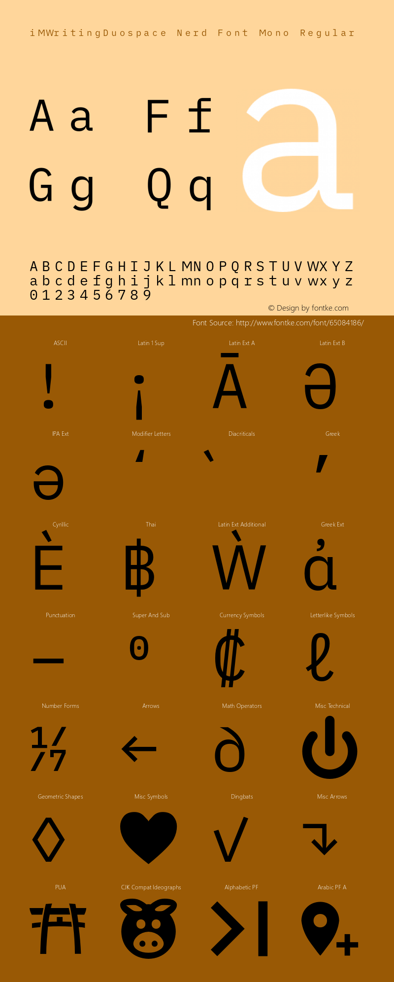 iM Writing Duospace Regular Nerd Font Complete Mono Version 1.005;PS 001.005;hotconv 1.0.88;makeotf.lib2.5.64775图片样张