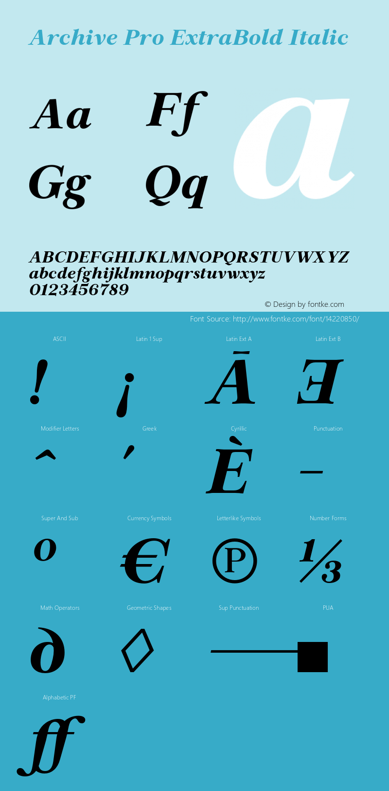 Archive Pro ExtraBold Italic Version 1.000图片样张