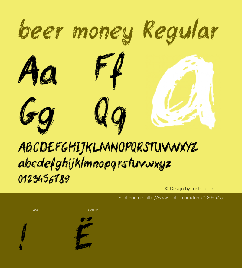beer money Regular Version 1.000; ttfautohint (v1.4.1)图片样张