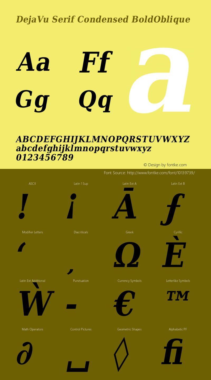 DejaVu Serif Condensed BoldOblique Version 1.8图片样张