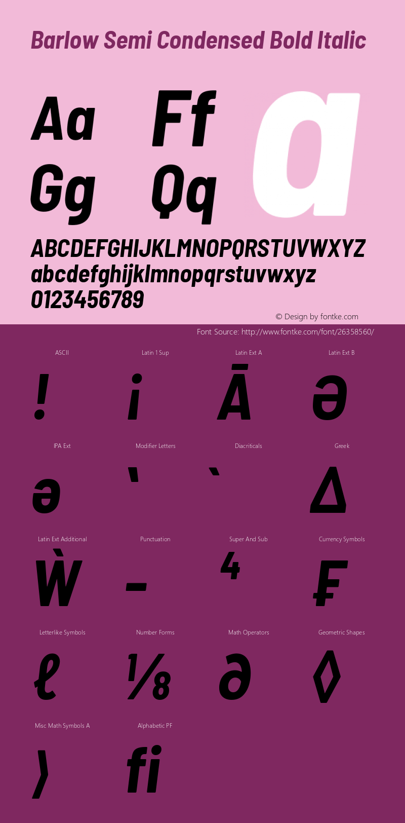 Barlow Semi Condensed Bold Italic Version 1.403图片样张