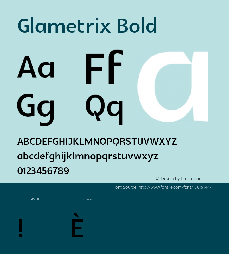 Glametrix Bold Version 0.40 ; ttfautohint (v1.4.1)图片样张