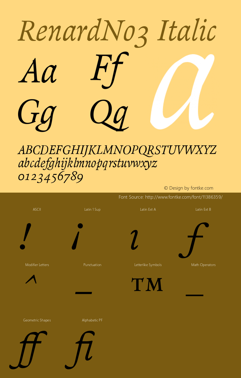 RenardNo3 Italic Version 001.000图片样张