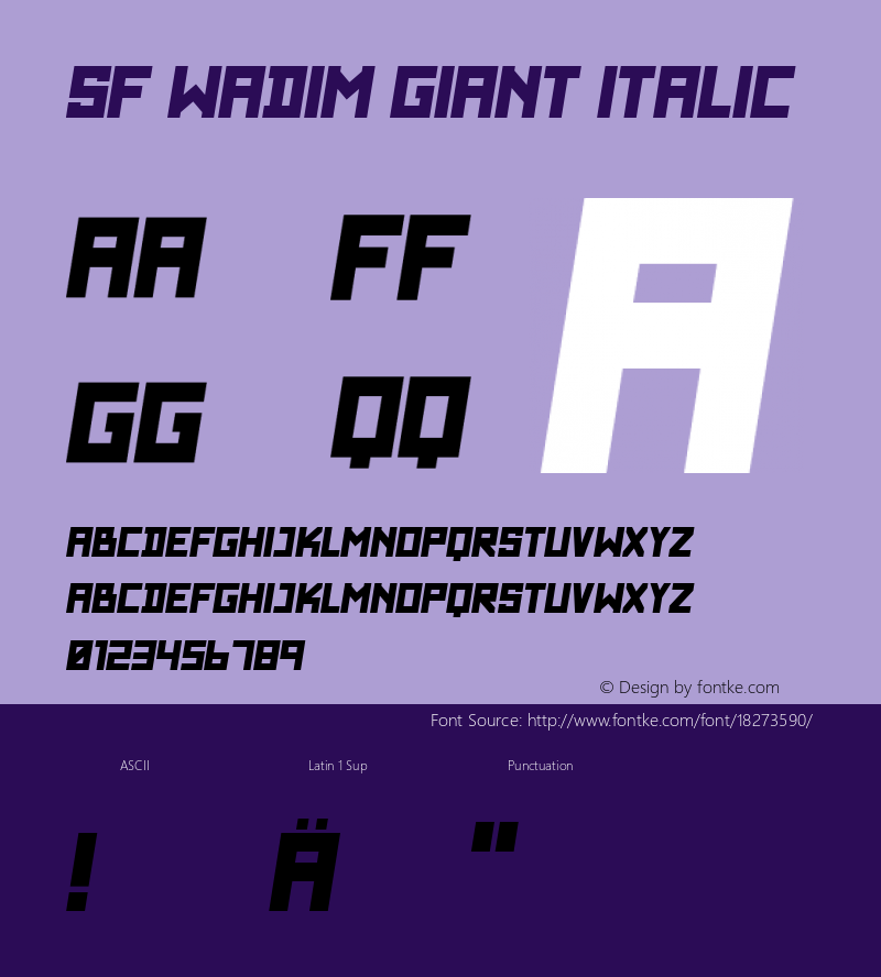 SF WADIM GIANT ITALIC Version 1.0图片样张