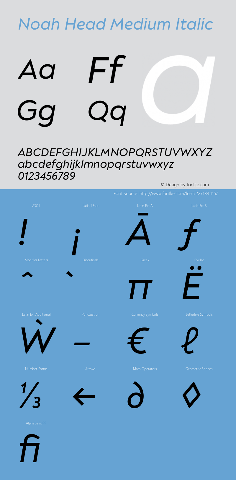 Noah Head Medium Italic Version 1.000图片样张