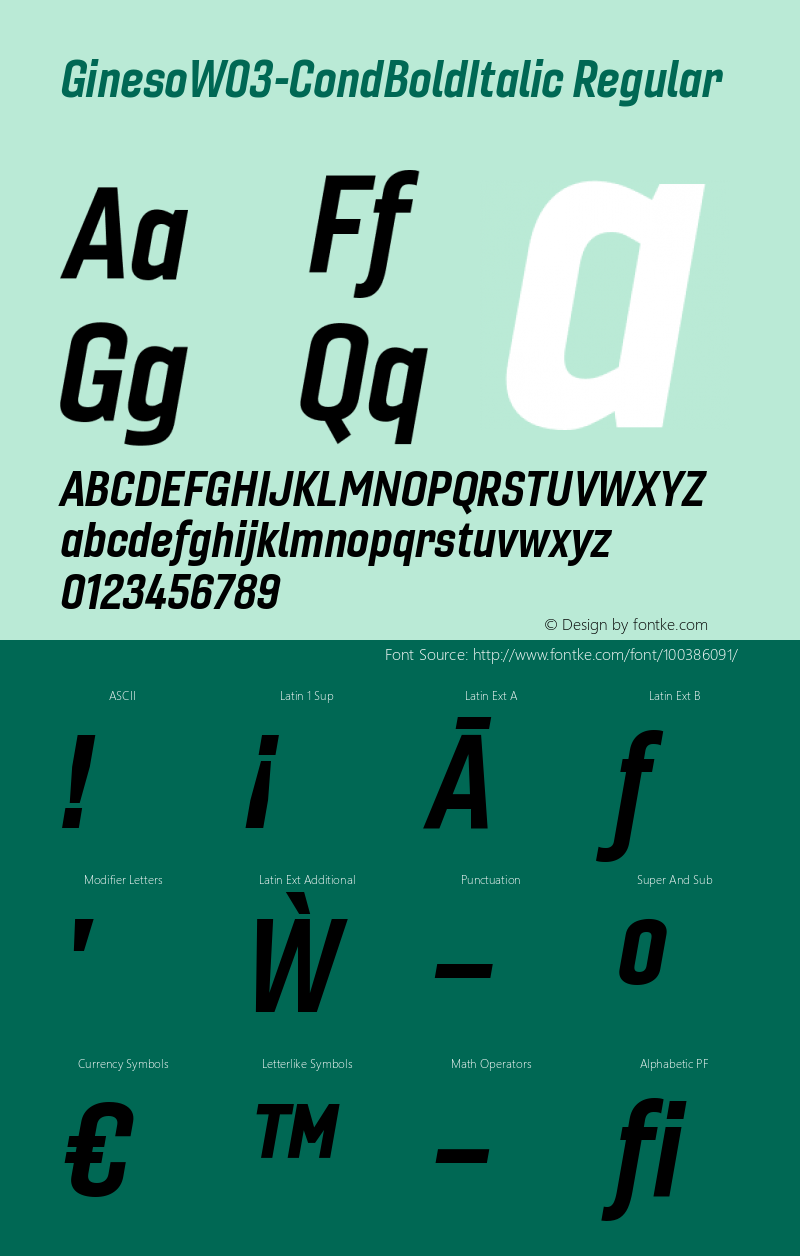 Gineso W03 Cond Bold Italic Version 1.001图片样张