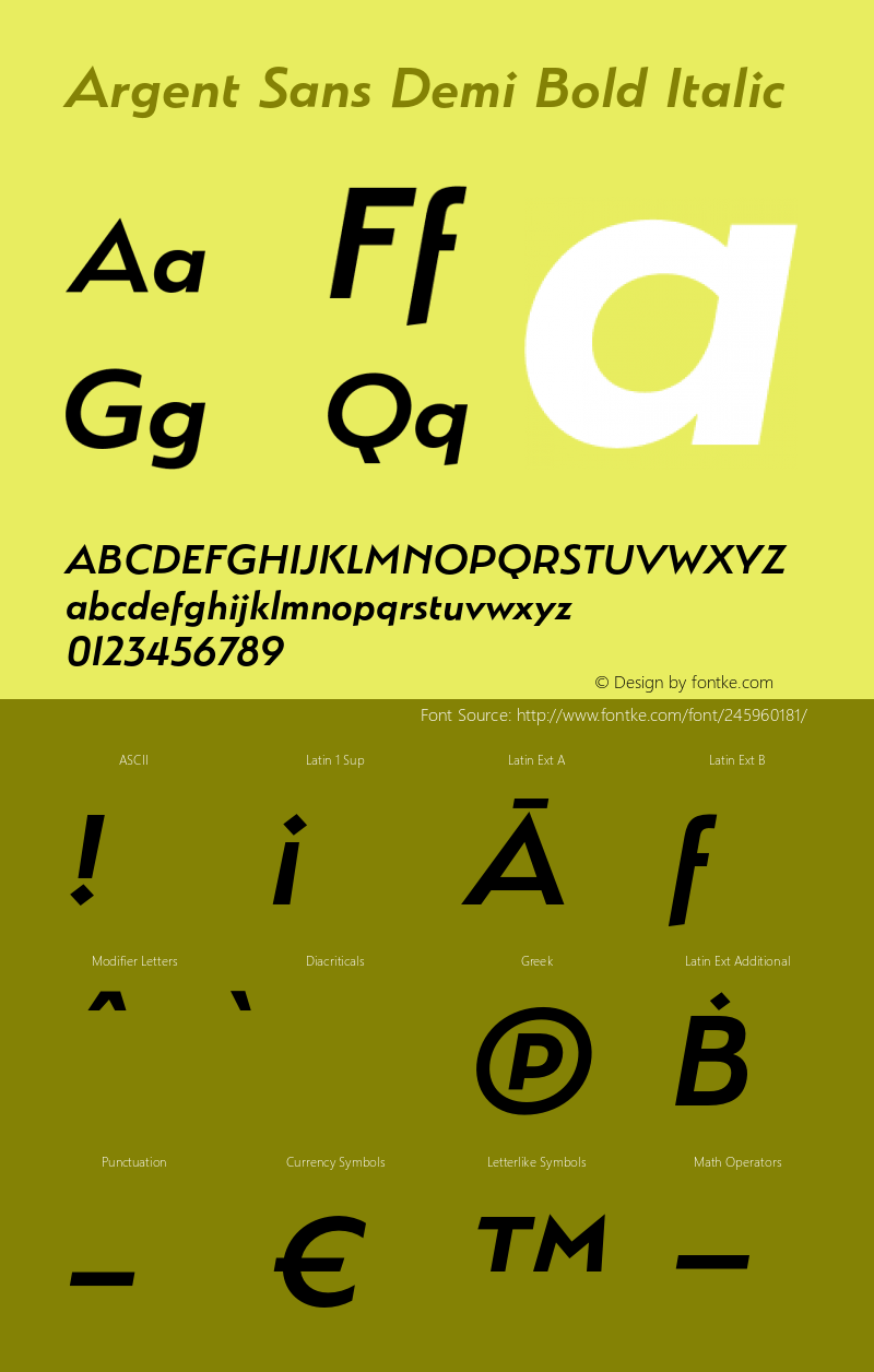 Argent Sans Demi Bold Italic Version 5.000;hotconv 1.0.109;makeotfexe 2.5.65596图片样张