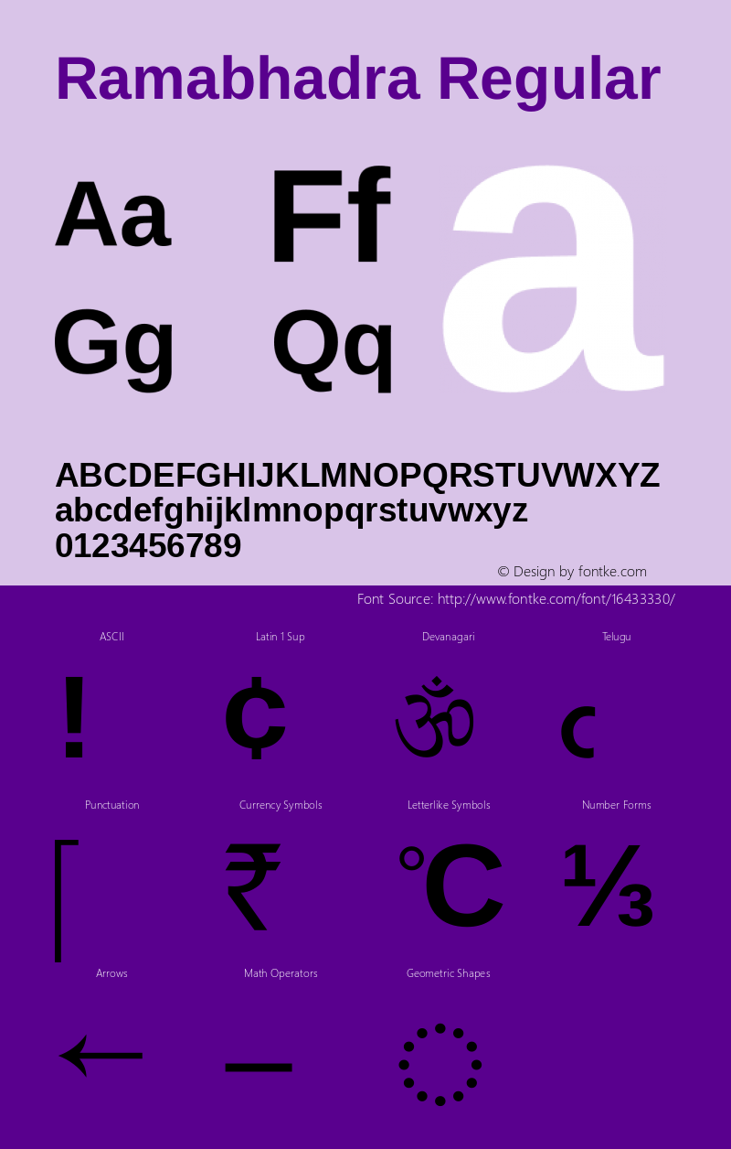 Ramabhadra Regular Version 1.0.5; ttfautohint (vUNKNOWN) -l 7 -r 28 -G 50 -x 13 -D telu -f telu -w G -X 