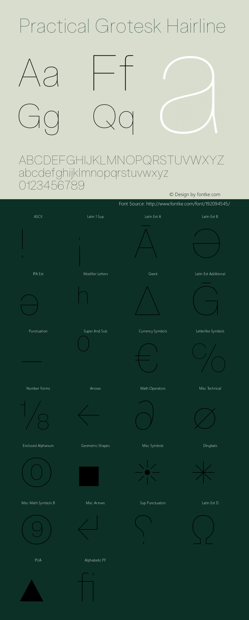 Practical Grotesk Hairline Version 2.000;FEAKit 1.0图片样张