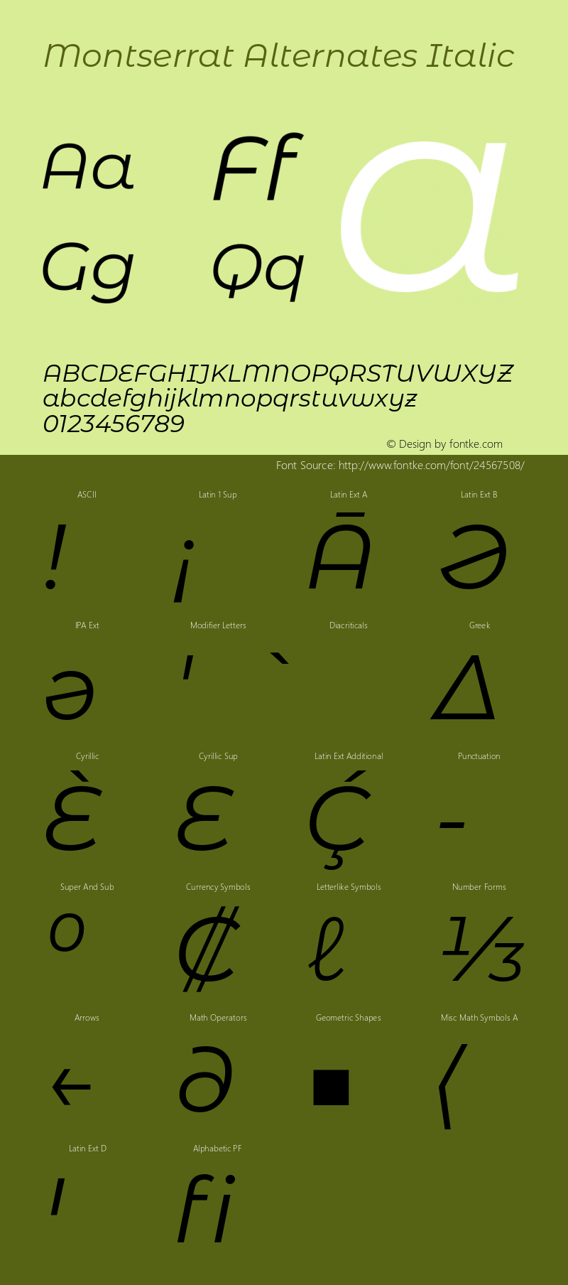 Montserrat Alternates Italic Version 7.200;PS 007.200;hotconv 1.0.88;makeotf.lib2.5.64775图片样张