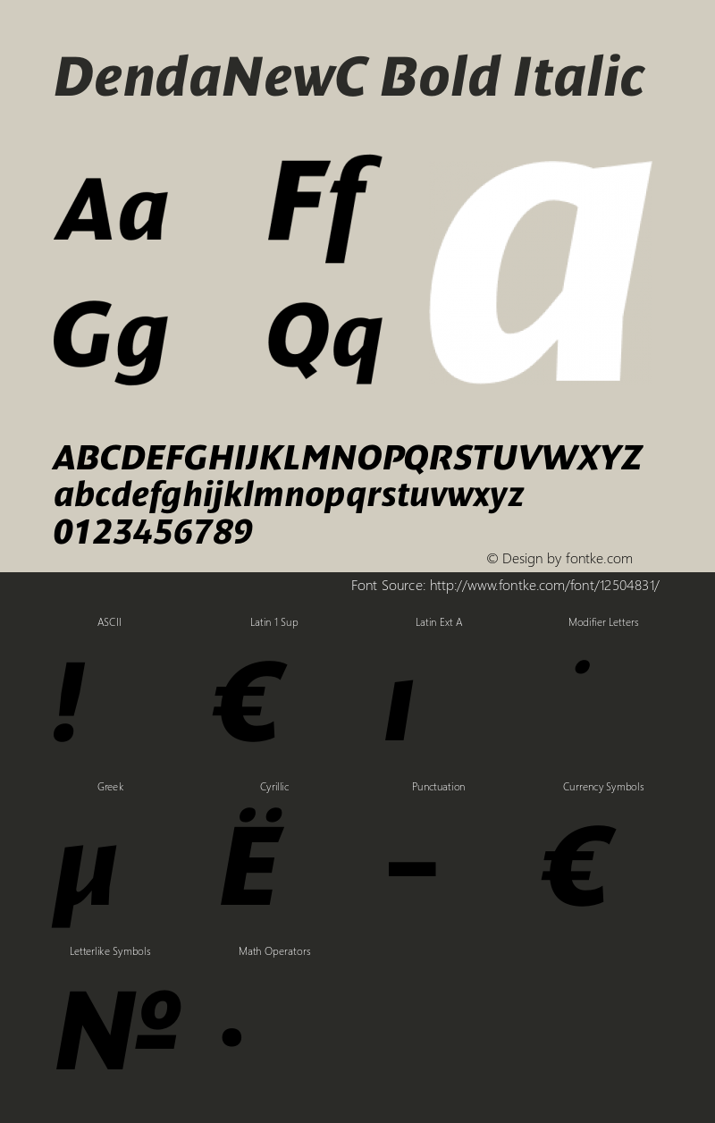 DendaNewC Bold Italic OTF 1.0;PS 001.001;Core 116;AOCW 1.0 161图片样张