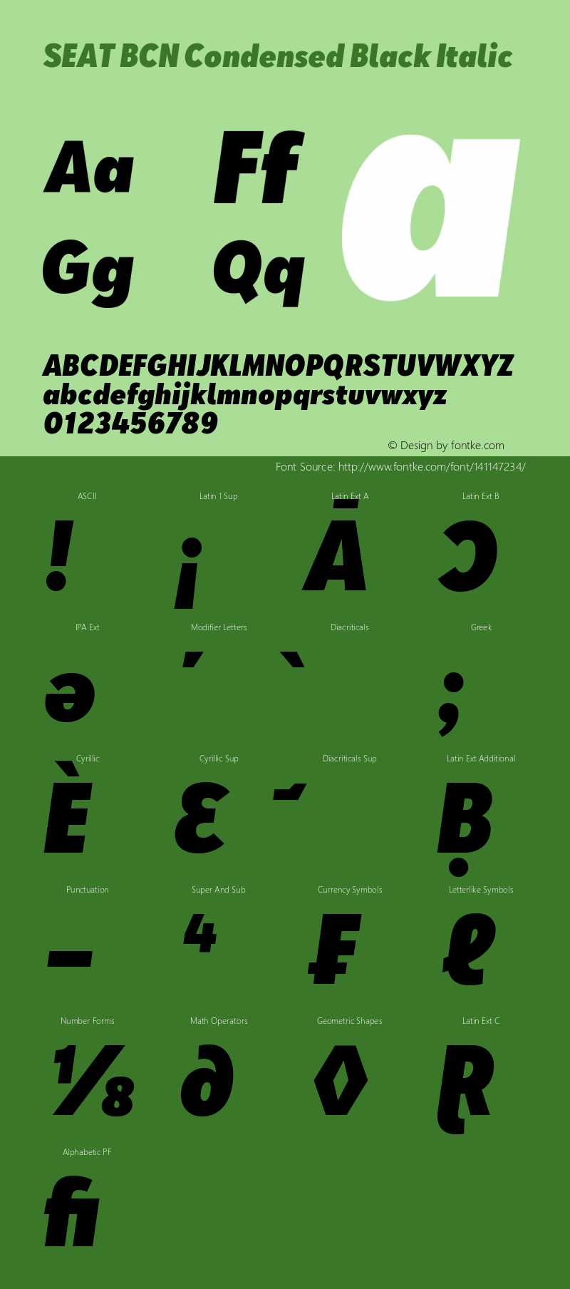 SEAT BCN Condensed Black Italic Version 2.000图片样张