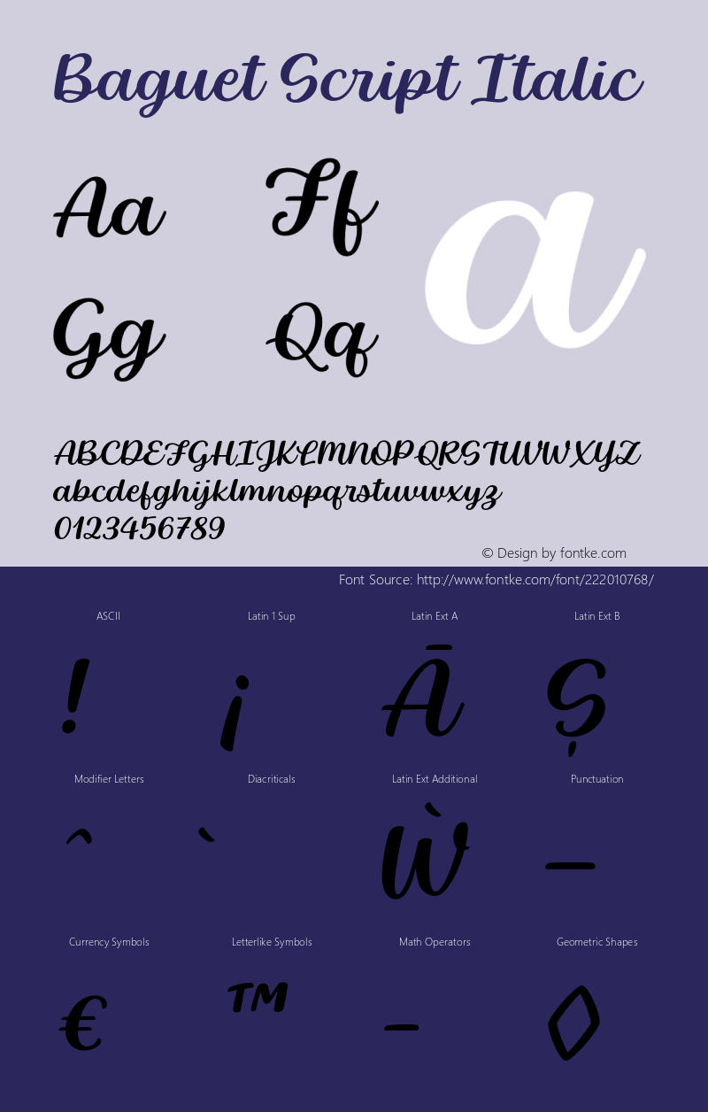 Baguet Script Regular italic Version 1.000;hotconv 1.0.109;makeotfexe 2.5.65596图片样张