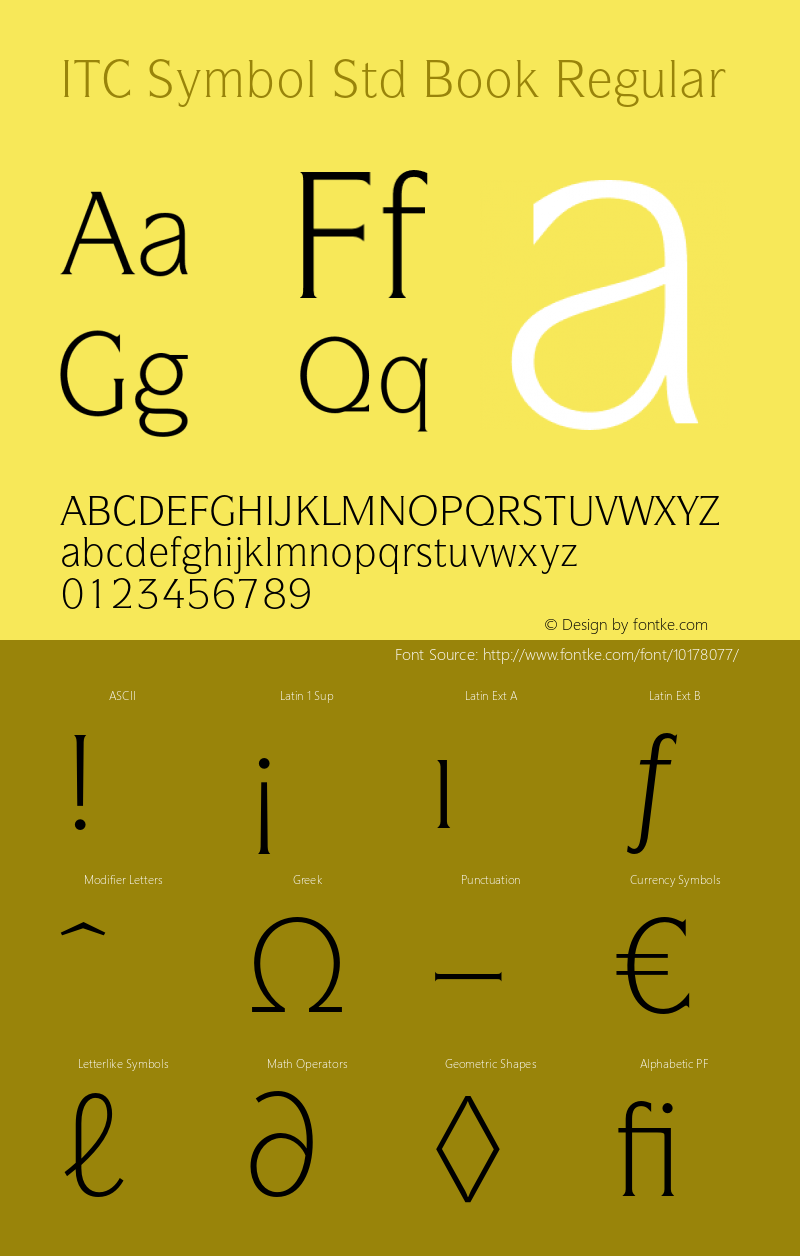 ITC Symbol Std Book Regular OTF 1.018;PS 001.000;Core 1.0.31;makeotf.lib1.4.1585图片样张