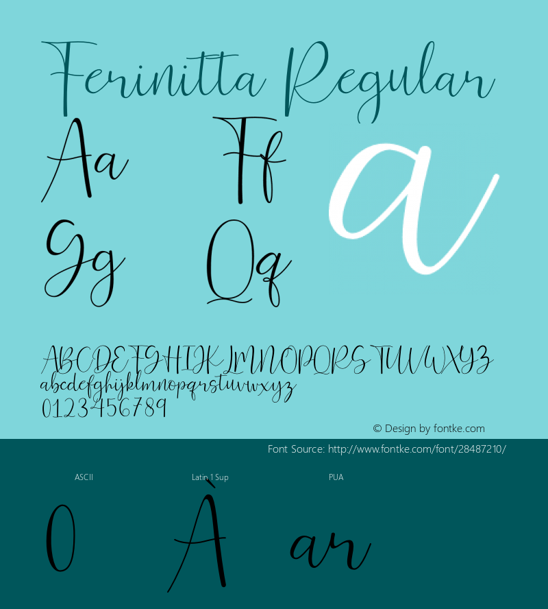 Ferinitta Version 1.00;January 24, 2019;FontCreator 11.5.0.2422 64-bit图片样张