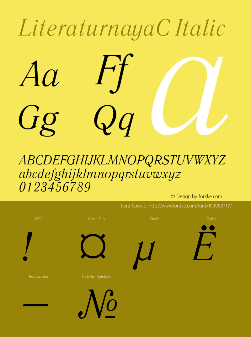 LiteraturnayaC-Italic 001.000图片样张