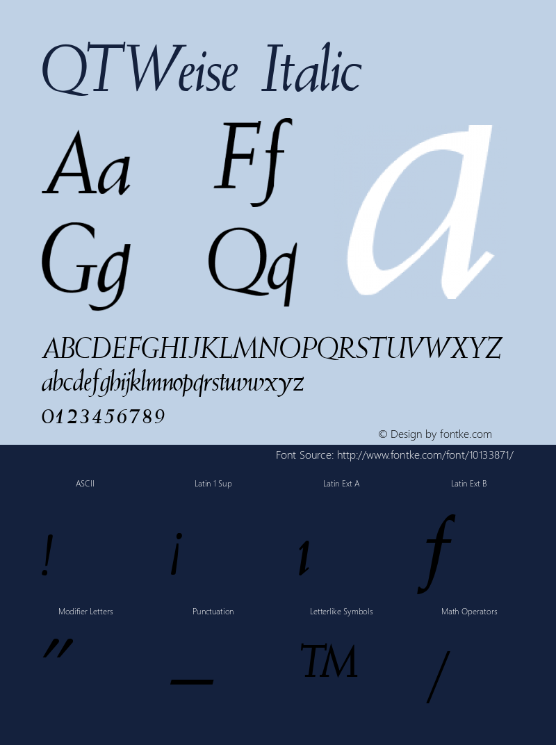 QTWeise Italic QualiType TrueType font  9/18/92图片样张