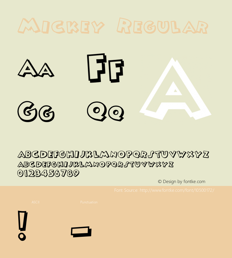 Mickey Regular Altsys Fontographer 4.0.4D2 10/13/94图片样张