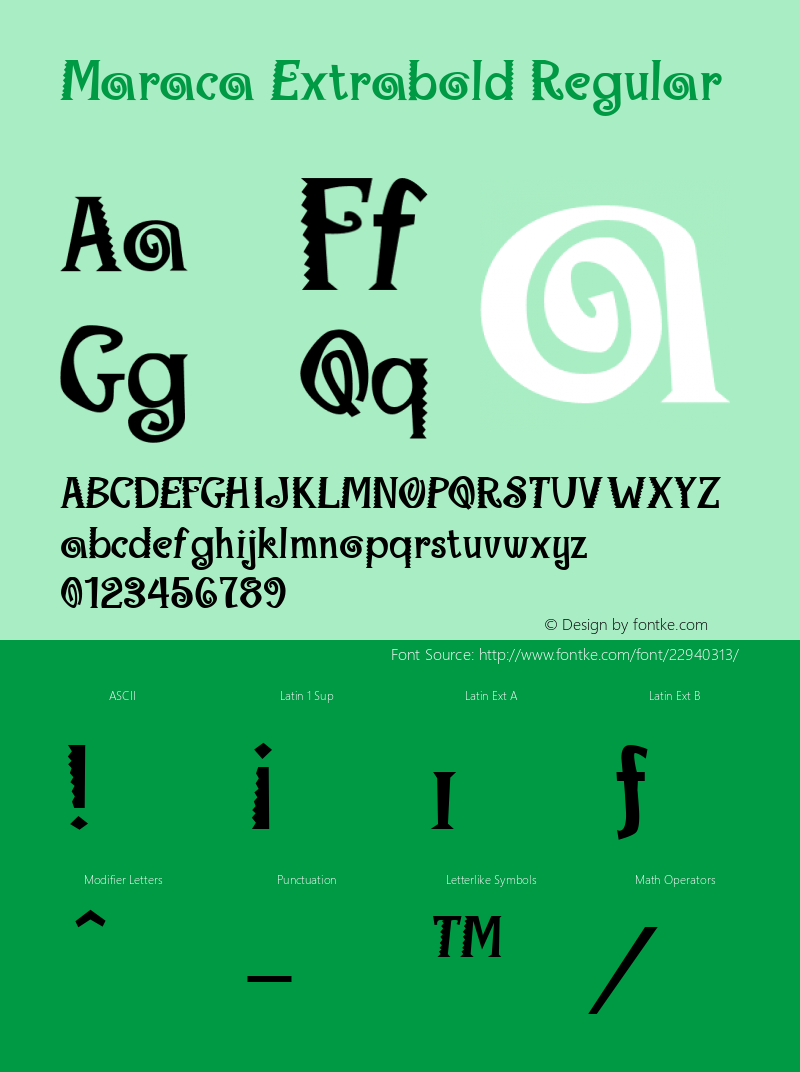 Maraca Extrabold Regular The EPSON Fonts Collection from WSI-Fonts图片样张