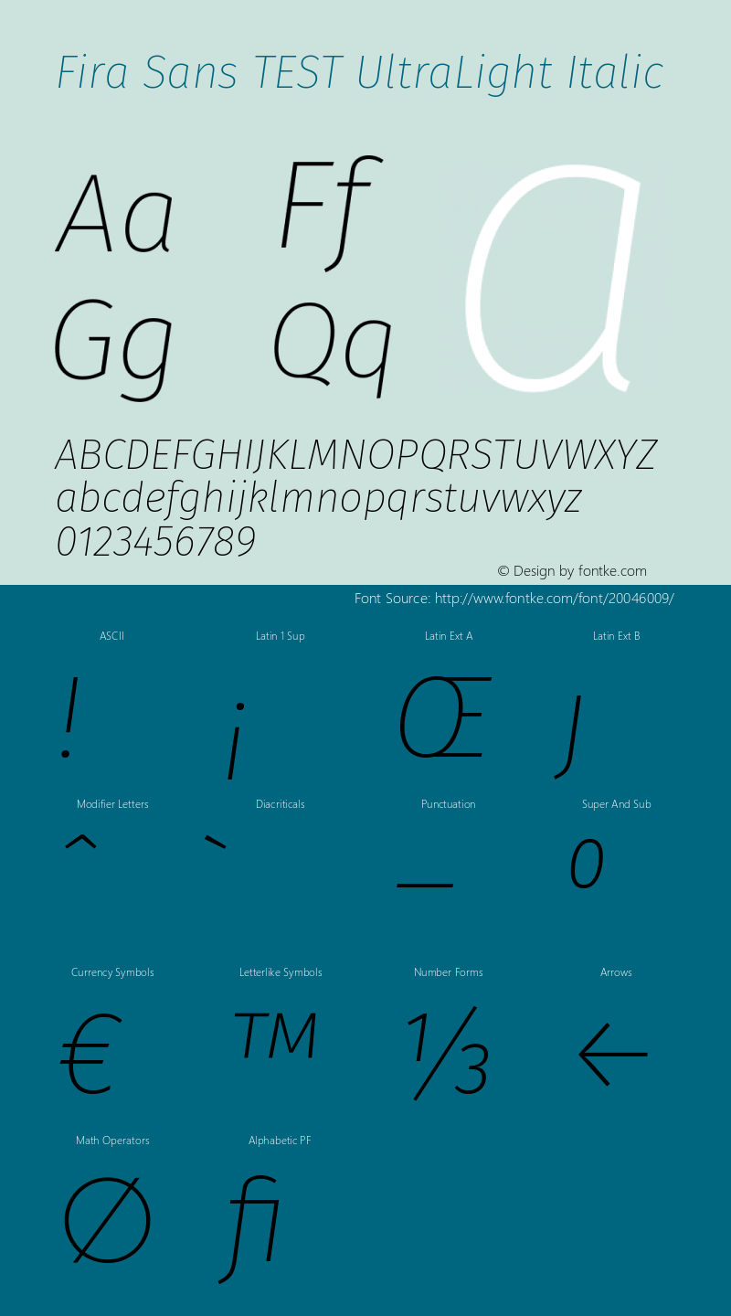 Fira Sans TEST UltraLight Italic Version 4.201图片样张