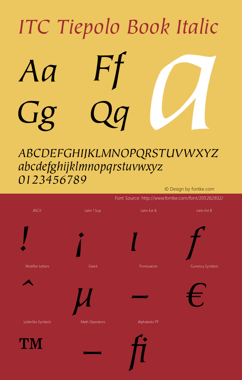 Tiepolo-BookItalic OTF 1.0;PS 001.000;Core 1.0.22图片样张