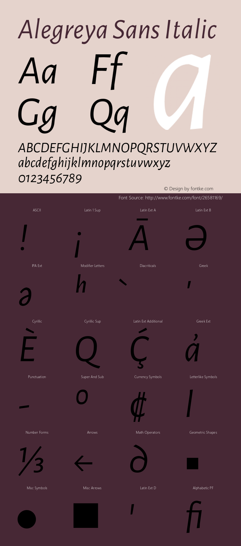 Alegreya Sans Italic Version 2.003;PS 002.003;hotconv 1.0.88;makeotf.lib2.5.64775图片样张