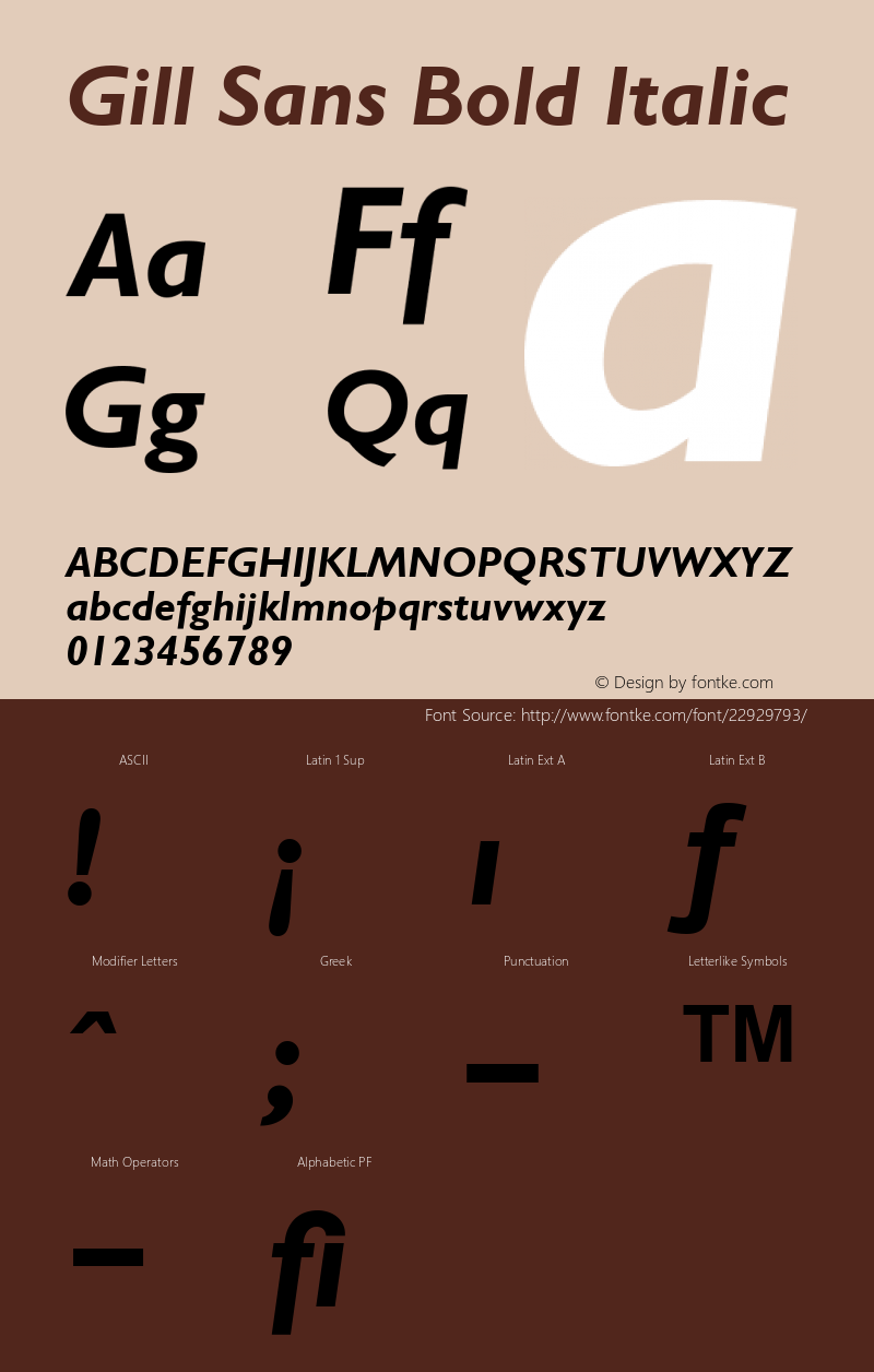 Gill Sans Bold Italic Version 001.000图片样张