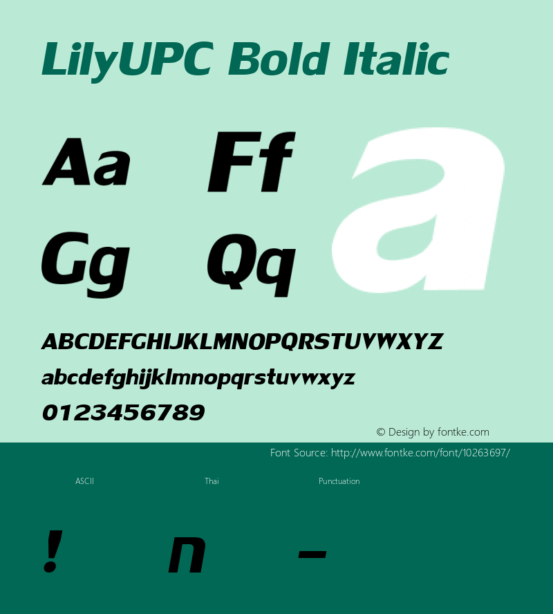 LilyUPC Bold Italic Version 2.20图片样张