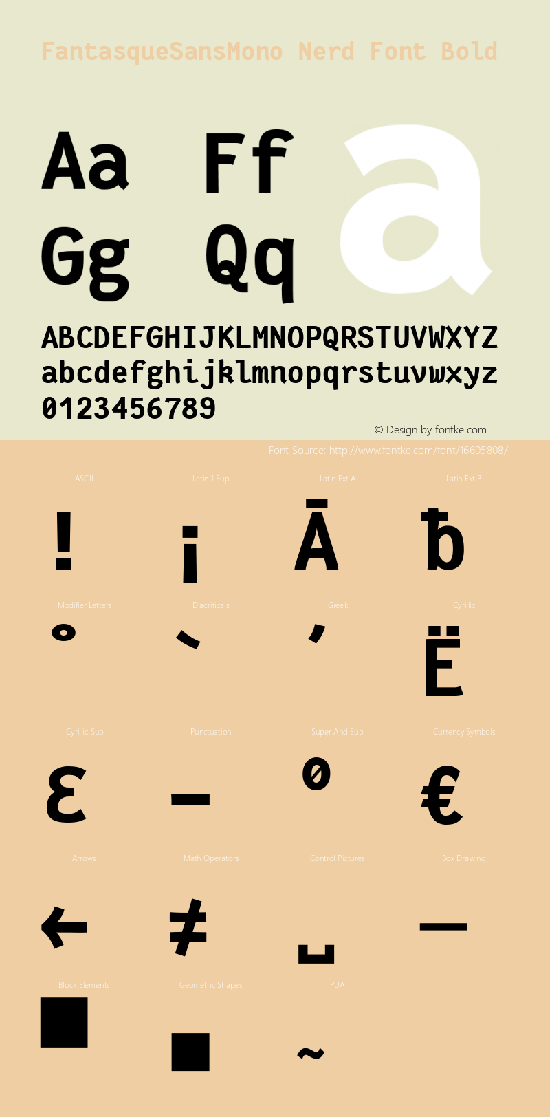 FantasqueSansMono Nerd Font Bold Version 1.7.1 ; ttfautohint (v1.4.1.16-c0b8)图片样张