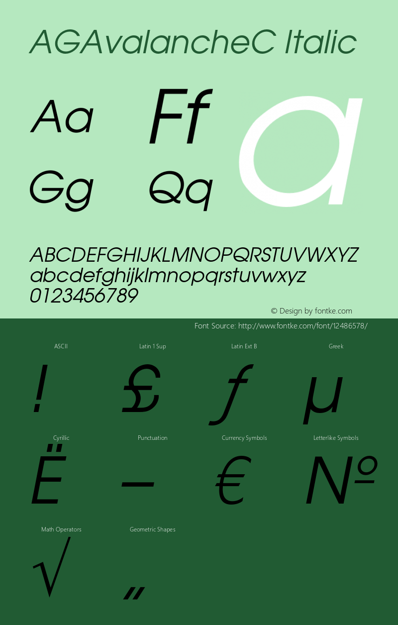 AGAvalancheC Italic OTF 1.0;PS 001.000;Core 116;AOCW 1.0 161图片样张