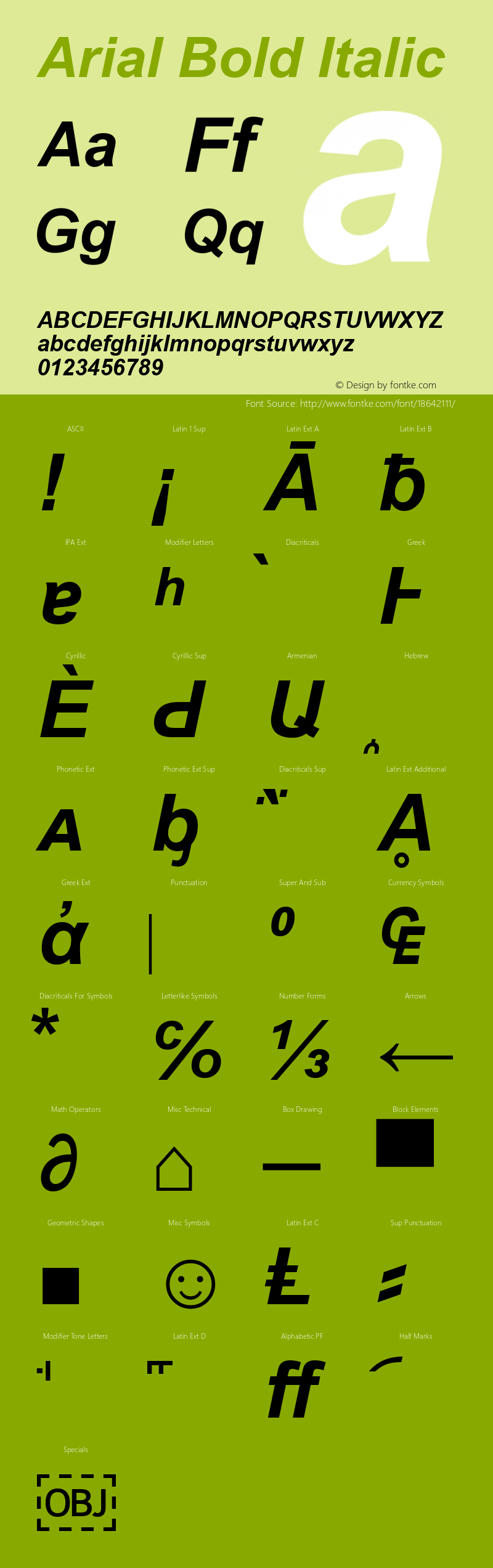 Arial Bold Italic Version 6.90图片样张