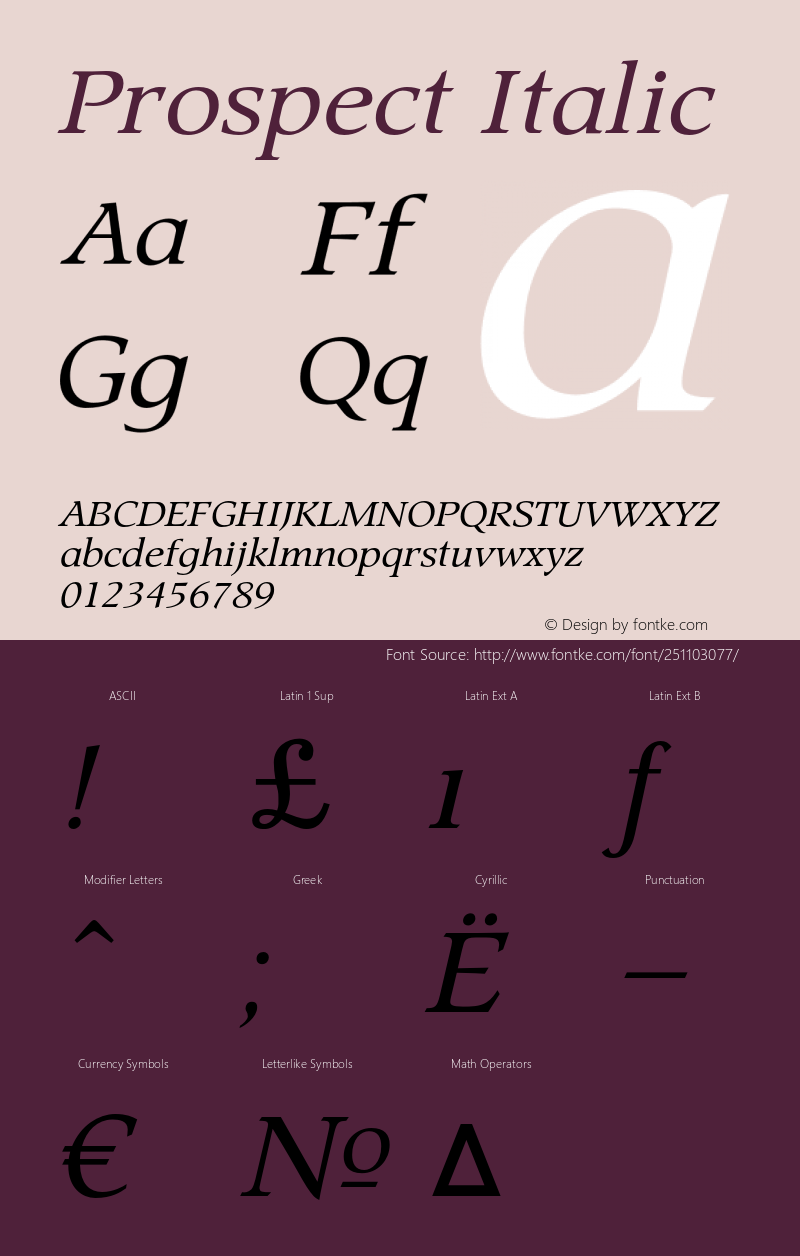 Prospect Italic Version 1.000 2007 initial release图片样张