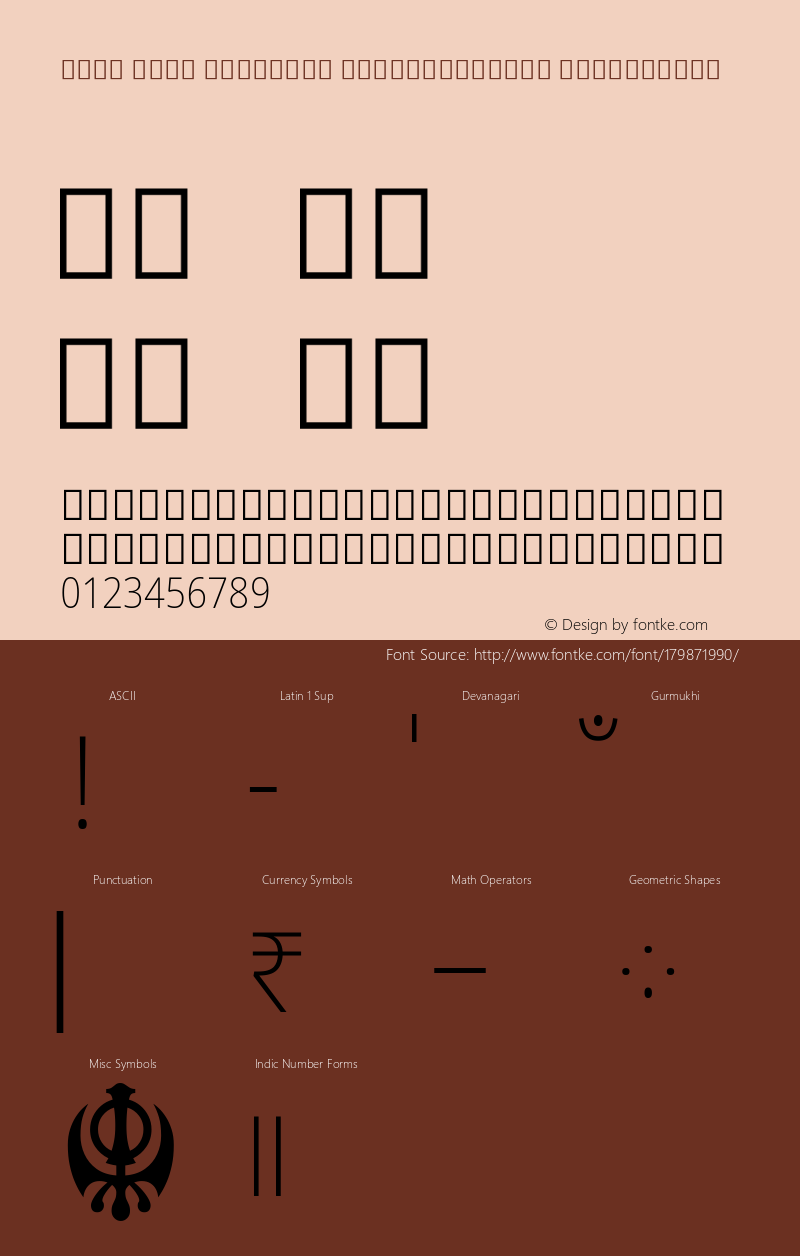Noto Sans Gurmukhi SemiCondensed ExtraLight Version 2.000; ttfautohint (v1.8.2)图片样张