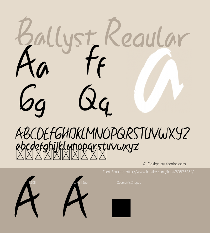 Ballyst Regular Version 1.007;Fontself Maker 3.5.1图片样张