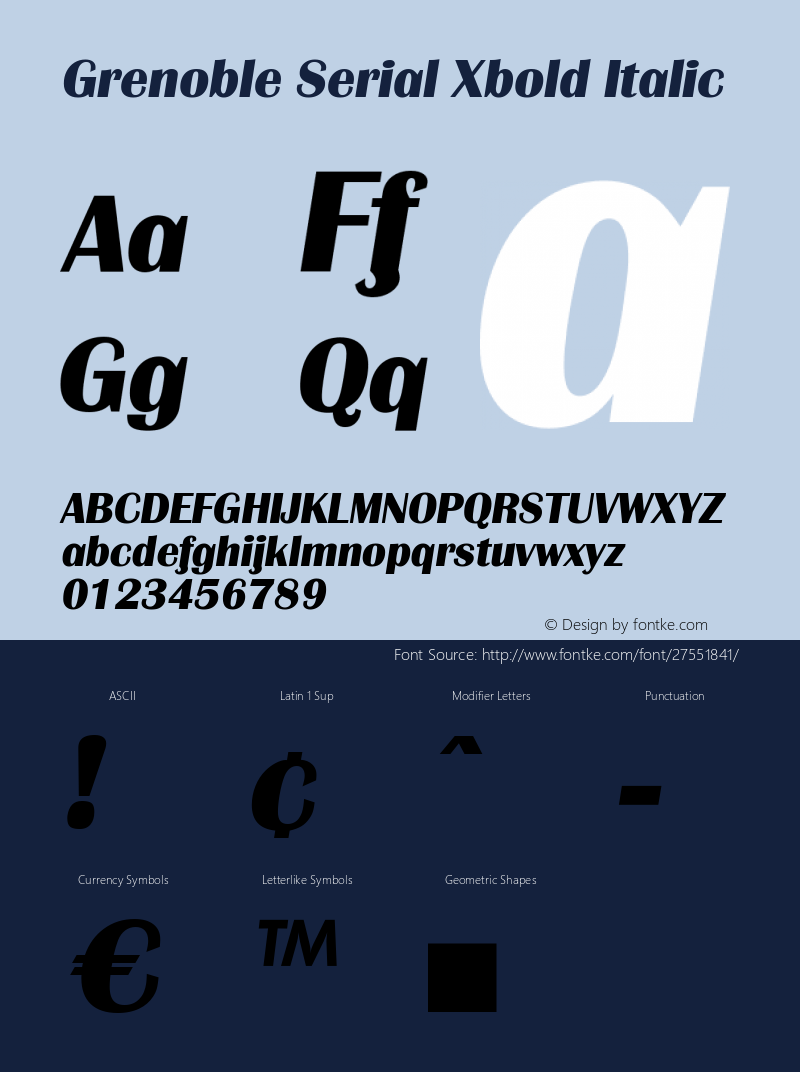 Grenoble Serial Xbold Italic Version 1.000图片样张