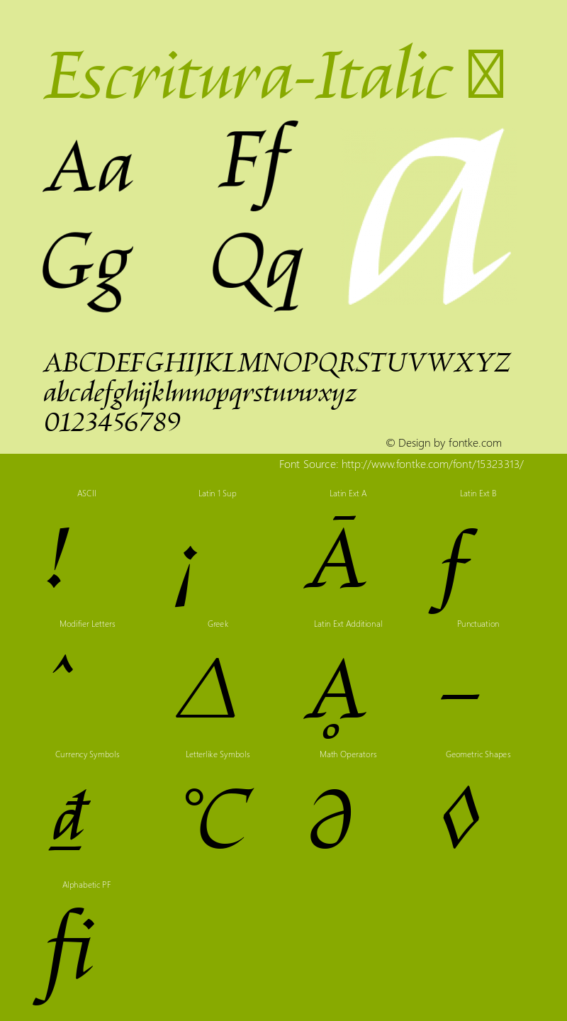 Escritura-Italic ☞ Version 1.000;com.myfonts.easy.rsantos.escritura.italic.wfkit2.version.4p4M图片样张