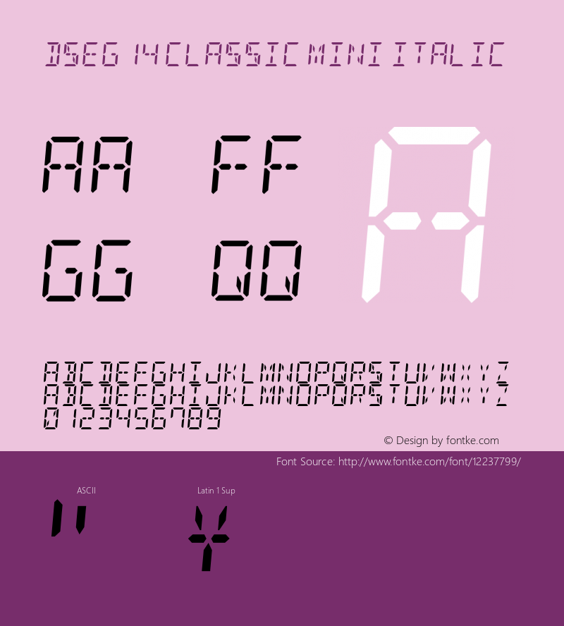 DSEG14 Classic Mini Italic Version 0.2图片样张
