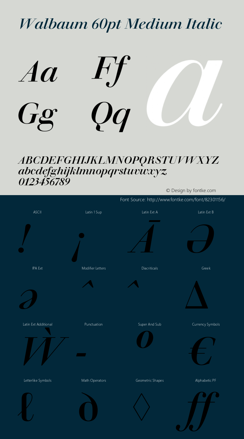 Walbaum60pt-MediumItalic Version 1.01图片样张