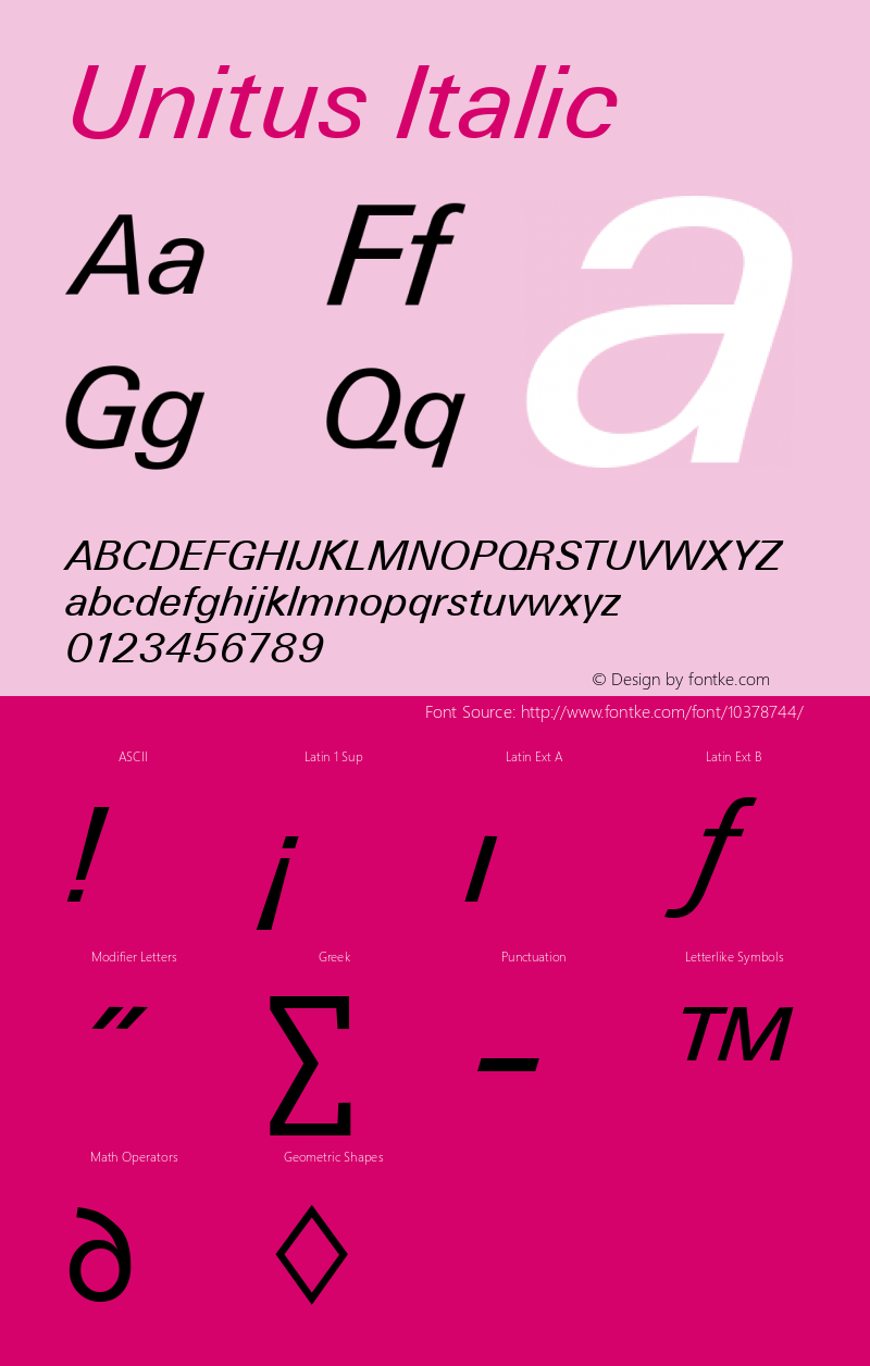 Unitus Italic Altsys Fontographer 3.5  4/11/93图片样张