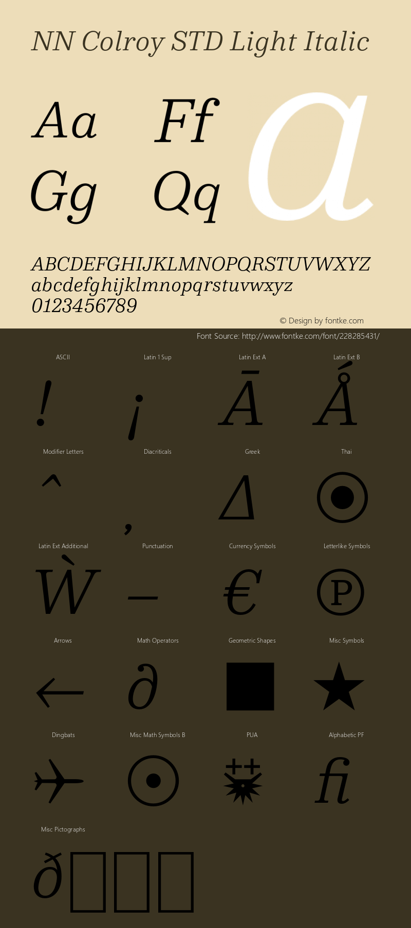 NN Colroy STD Light Italic Version 2.000;FEAKit 1.0图片样张