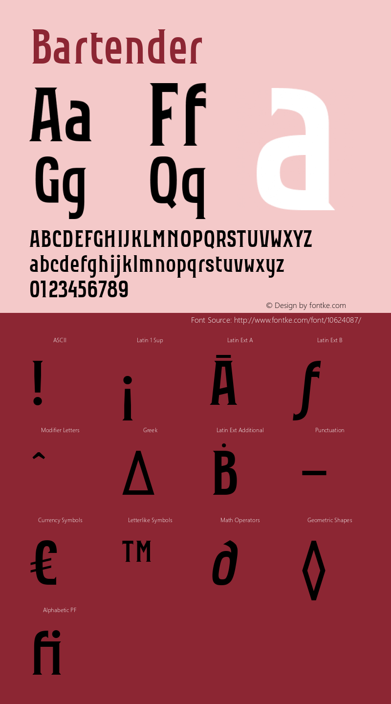 Bartender ☞ Version 1.000;com.myfonts.easy.tdf.bartender.regular.wfkit2.version.43k5图片样张