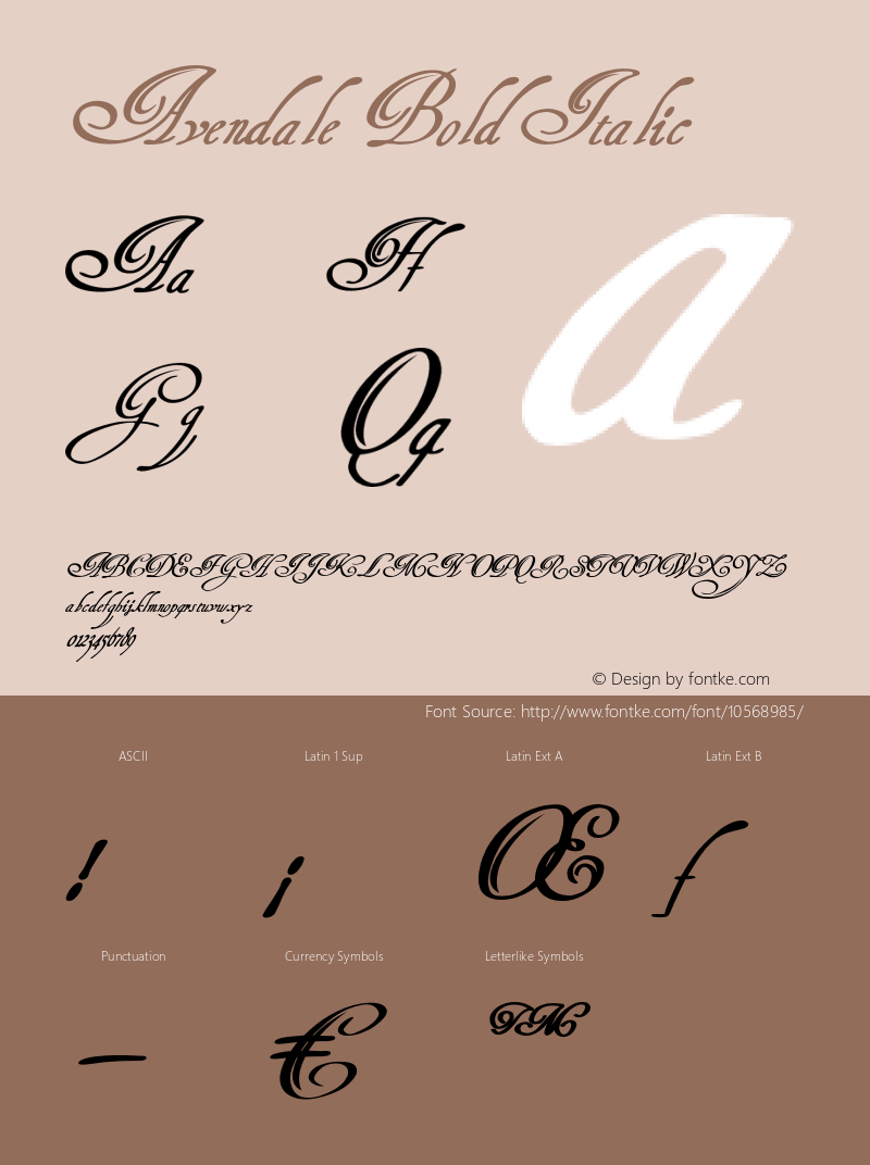 Avendale Bold Italic Version 1.000图片样张