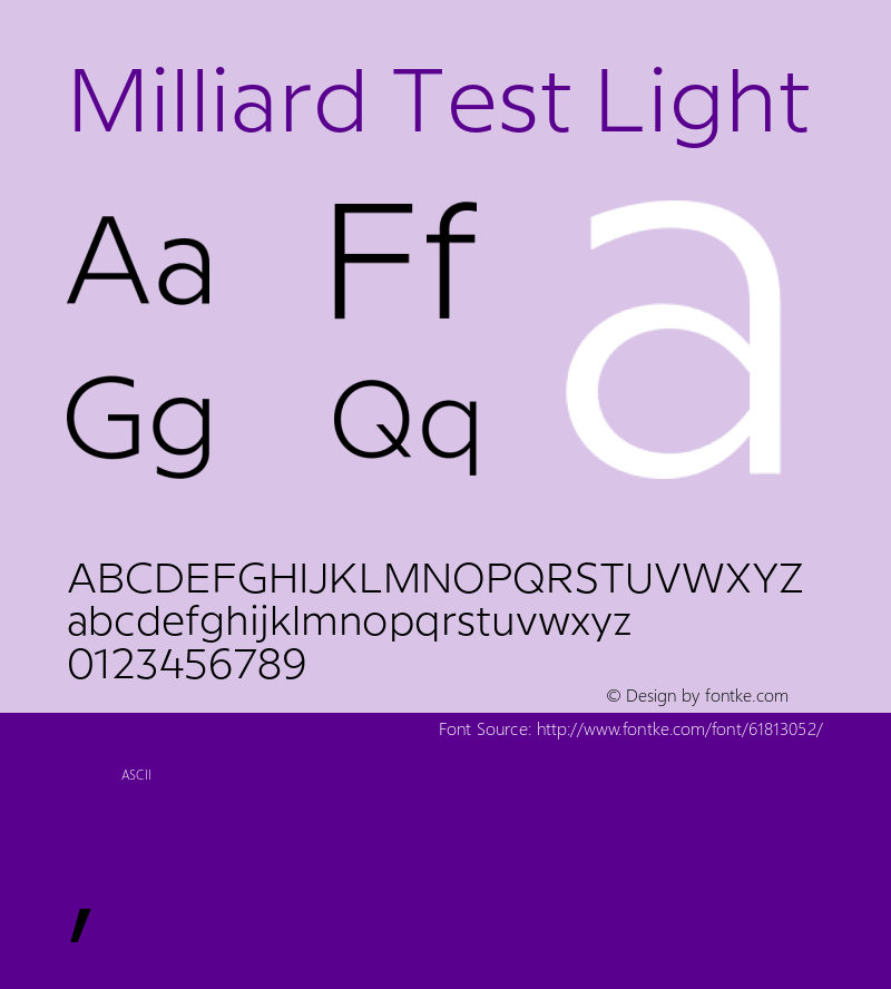 Milliard Test Light Version 1.000;PS 001.000;hotconv 1.0.88;makeotf.lib2.5.64775图片样张