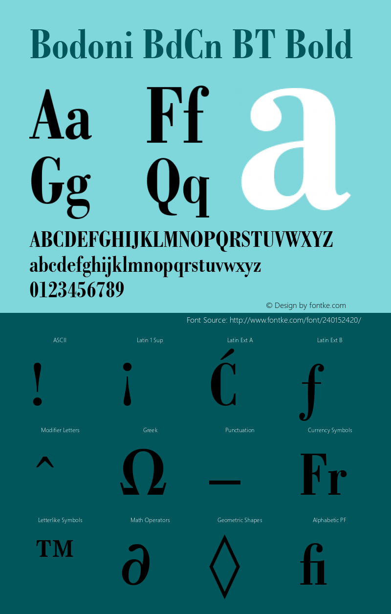 Bodoni BdCn BT Bold Version 1.01 emb4-OT图片样张