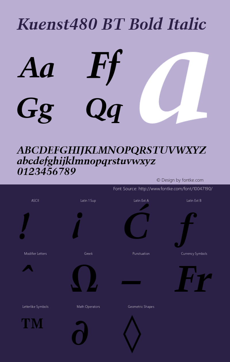 Kuenst480 BT Bold Italic mfgpctt-v1.53 Monday, February 1, 1993 12:03:50 pm (EST)图片样张