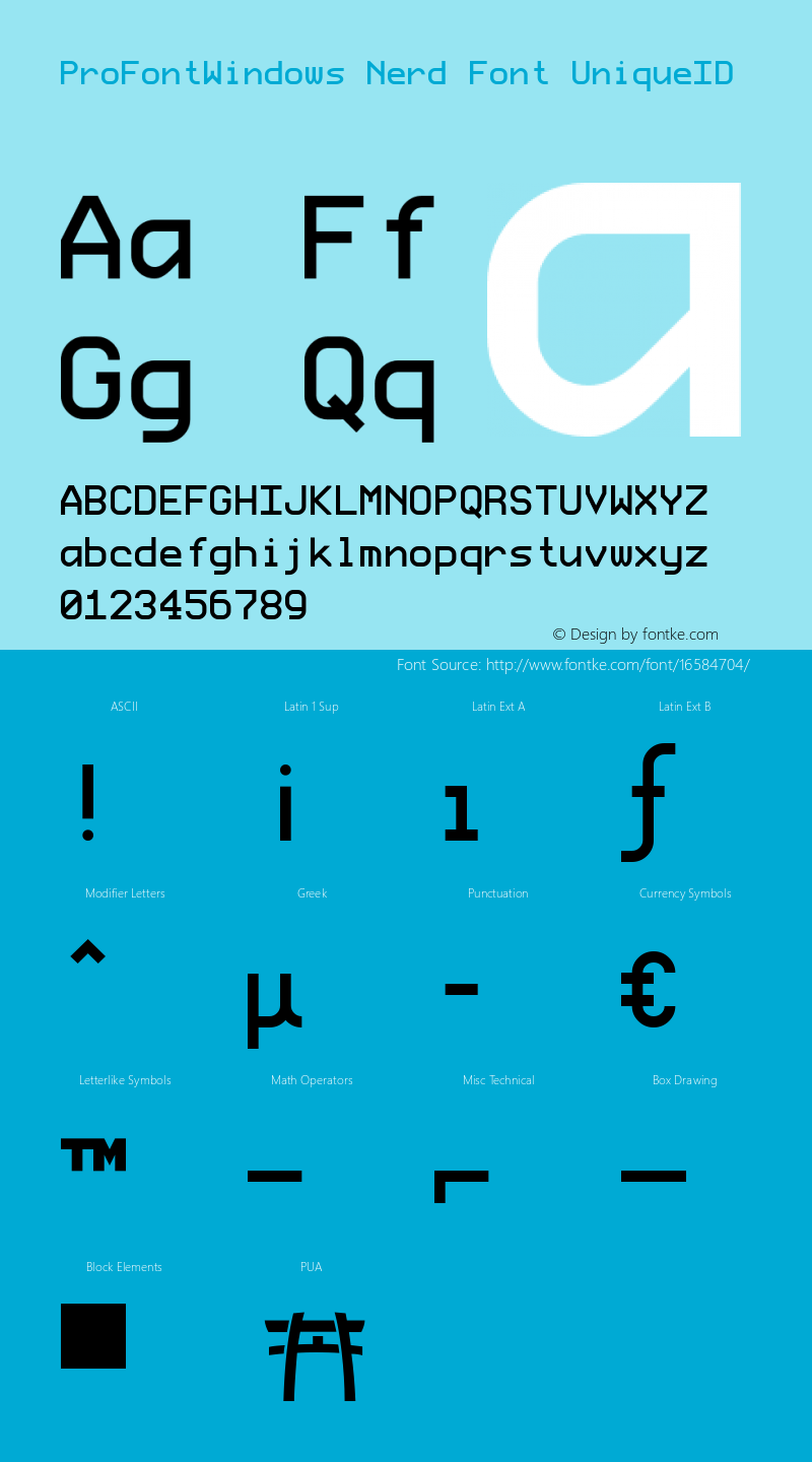 ProFontWindows Nerd Font UniqueID ProFontWindows 2.3图片样张