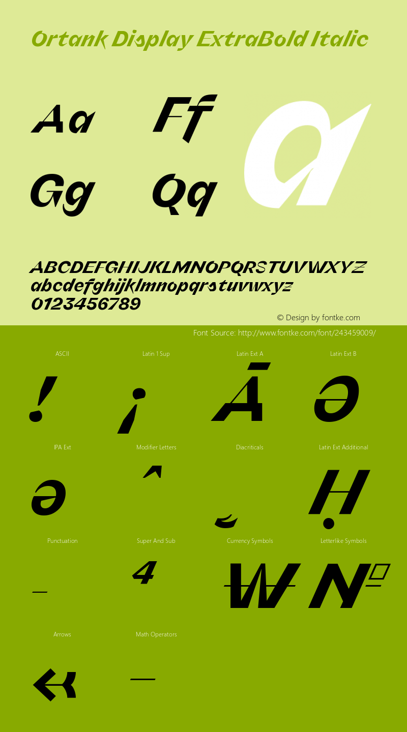 Ortank Display ExtraBold Italic Version 1.000 | web-ttf图片样张