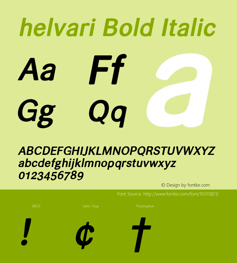 helvari Bold Italic Version 1.000 2007 initial release图片样张