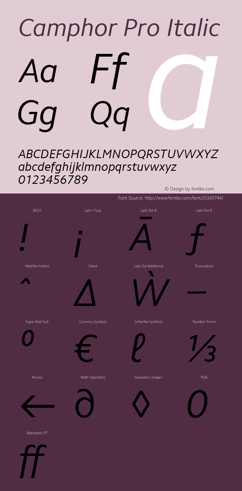 Camphor Pro Italic Version 1.100图片样张